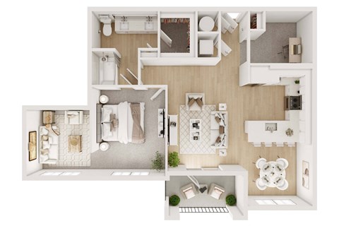 Floor plan for 1 bed, 1 bath, 1027 sqft
